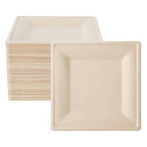 100% Compostable 10-Inch Square Plates for Eco-Friendly Entertaining