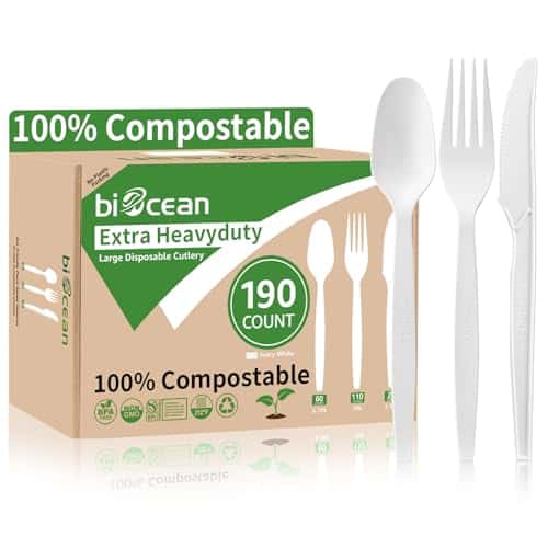 190-piece Eco-Friendly 190-Count Compostable Cutlery Set for