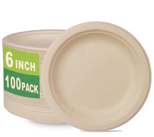 Eco-Friendly Compostable Dessert Plates - 100 Pcs