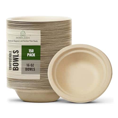 150-piece 150 Eco-Friendly 16 OZ Compostable Bowls for Sustainable Entertaining