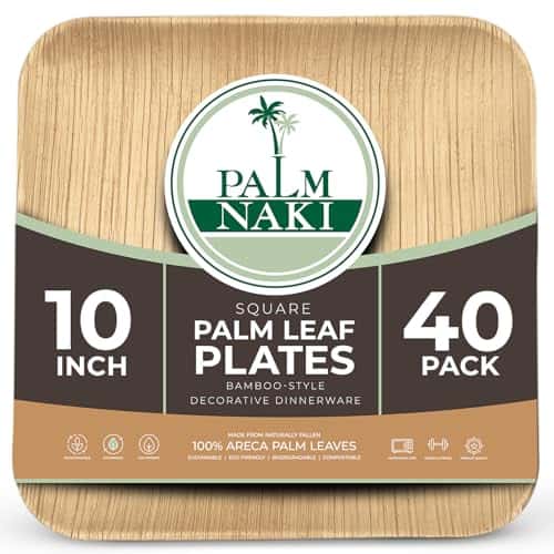 Sustainable Palm Leaf Plates - 10-Inch Square Eco-Friendly Tableware for Events