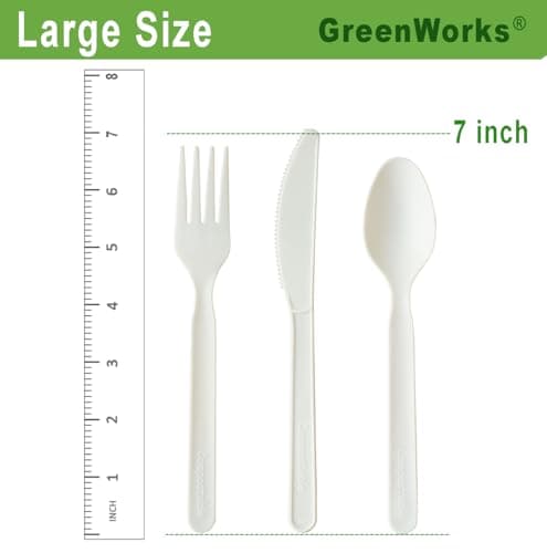 GreenWorks 150 Count 7" Heavy-duty Compostable Utensils Set 4