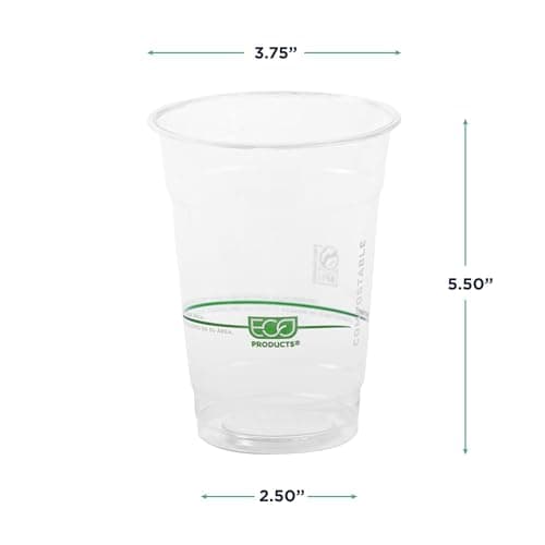 ECO PRODUCTS GreenStripe Clear Compostable 16oz PLA Plastic Cups, Case of 1000, Disposable Renewable Plant-Based Cold Cups, For Cold Drinks & Snacks, BPI Certified, ASTM Compliant. 3