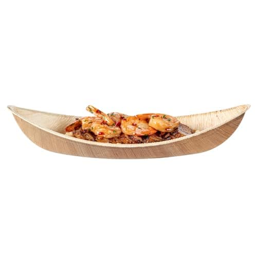 Restaurantware Indo 12 x 5 Inch Palm Leaf Plates 25 Durable Palm Plates - Disposable Boat-Shaped Design Palm Leaf Dinner Plates Impervious To Grease For Hefty Meals Appetizers Or Desserts 11