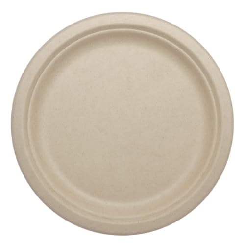 World Centric Compostable Round Paper Plates, 9" (Pack of 20), Made from Unbleached Plant Fiber, Sustainable, Heavy Duty, Grease Resistant, Microwave & Freezer Safe, PFAS Free