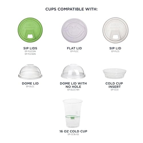 ECO PRODUCTS GreenStripe Clear Compostable 16oz PLA Plastic Cups, Case of 1000, Disposable Renewable Plant-Based Cold Cups, For Cold Drinks & Snacks, BPI Certified, ASTM Compliant. 5