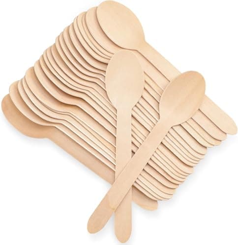 (150 Pcs) Special Edition Compostable Cutlery Set - Disposable Wooden Cutlery Set - Alternative to Plastic, Eco Friendly, Biodegradable, 50 Each Wooden Spoons, Knives, Forks Disposable Utensils Set 4
