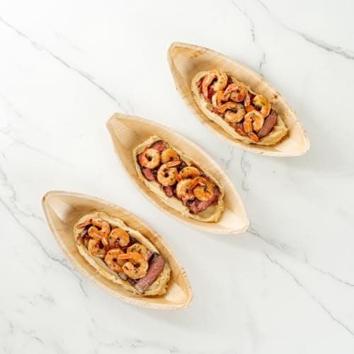 Restaurantware Indo 12 x 5 Inch Palm Leaf Plates 25 Durable Palm Plates - Disposable Boat-Shaped Design Palm Leaf Dinner Plates Impervious To Grease For Hefty Meals Appetizers Or Desserts 8