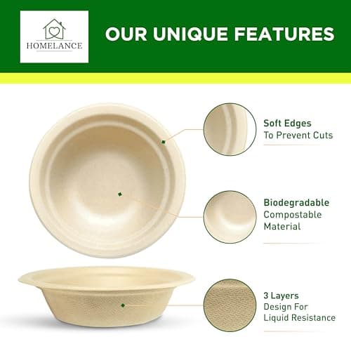 150-piece 150 Eco-Friendly 16 OZ Compostable Bowls for Sustainable Entertaining 2