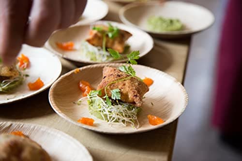 Naturally Chic Small 6 Inch Round Palm Leaf Dessert Plates - 50 Pack - Same as Disposable Bamboo Plates for Appetizers and Cocktails - Compostable and Eco-Friendly 8