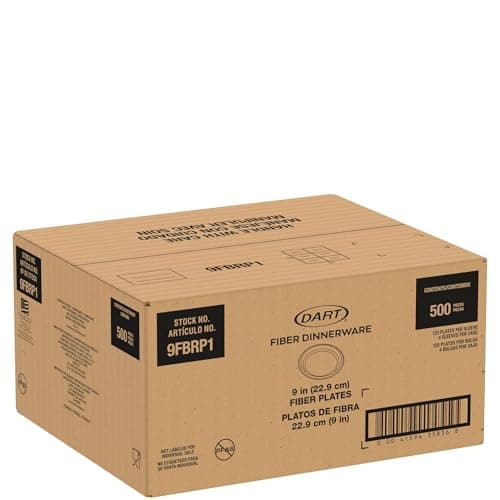 Dart 9FBRP1 9 in. Diameter ProPlanet Seal Compostable Fiber Dinnerware Plate - Natural (500/Carton) 2