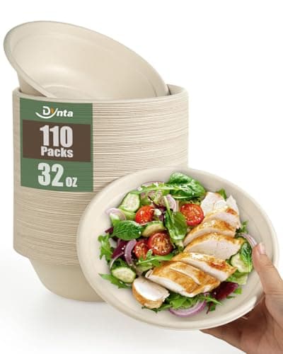 Dynta 110 Pack 32oz Compostable Paper Bowls for Eco-Friendly Entertaining 1
