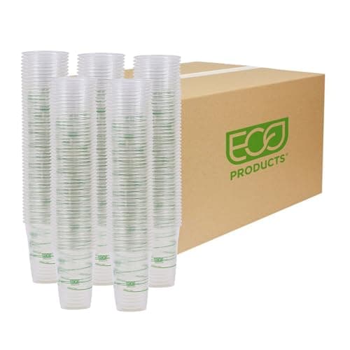 ECO PRODUCTS GreenStripe Clear Compostable 16oz PLA Plastic Cups, Case of 1000, Disposable Renewable Plant-Based Cold Cups, For Cold Drinks & Snacks, BPI Certified, ASTM Compliant. 1