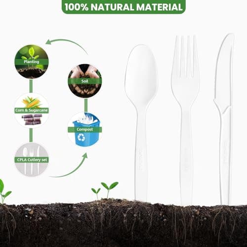 190-piece Eco-Friendly 190-Count Compostable Cutlery Set for 4