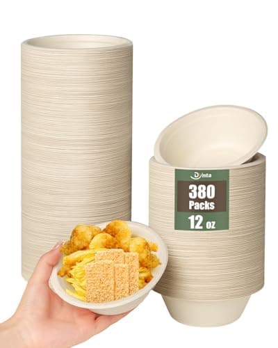 Dynta 380 Pack 12oz Paper Bowls, Compostable Disposable 1