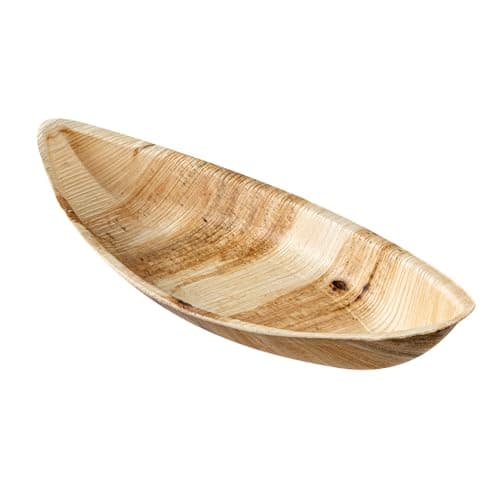 Restaurantware Indo 12 x 5 Inch Palm Leaf Plates 25 Durable Palm Plates - Disposable Boat-Shaped Design Palm Leaf Dinner Plates Impervious To Grease For Hefty Meals Appetizers Or Desserts 14