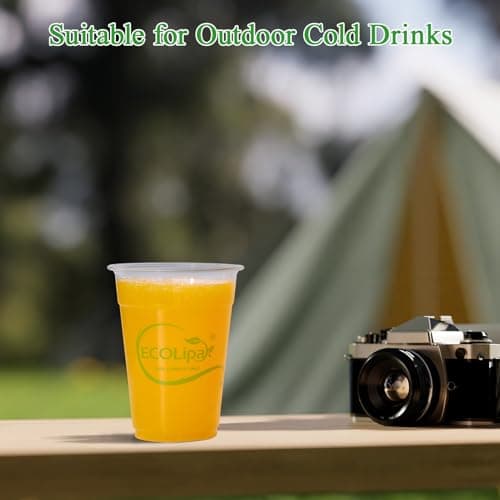 ECOLipak 1000 Count 9 OZ Clear Compostable Plastic Cups, Disposable Plant-Based Biodegradable Drinking Party Cups, PLA Plastic Cold Tumblers for Restaurant, Office, Canteen, Large Gathering 5