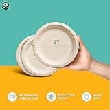 ECO SOUL Compostable Paper Plates 6 Inch (100 Count) Heavy Duty Disposable Dessert Plates, Eco-Friendly Sugarcane Bagasse Small Plates For Appetizer- Natural Brown 5