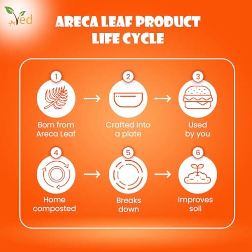 Ved 25 Eco-Friendly, Biodegradable Areca Leaf Bowl 5.5" (13.75cm),Deep Square Disposable Bowls for Soup, Salad, Desserts, Sturdy, Compostable Party Bowls. 3
