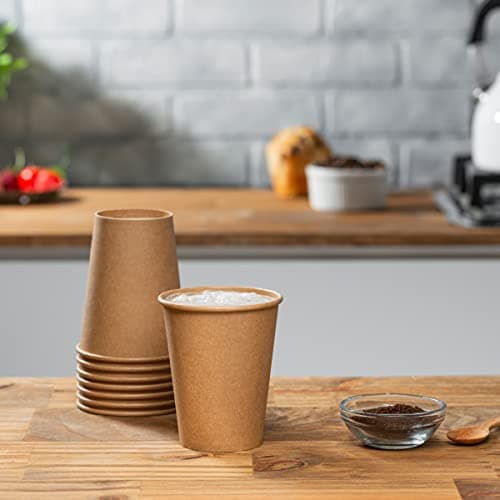 GUSTO [12 oz. - 100 Count Kraft Disposable Paper Cups, Hot Coffee Cups Brown Unbleached - Eco-Friendly Cups (Formerly Comfy Package) 2