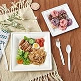 ECOLipak 120 Pack Compostable Paper Plates, 10 inch and 8 inch Heavy Duty Eco friendly Sugarcane Biodegradable Disposable Square Plates for Party Dinner Birthday 14