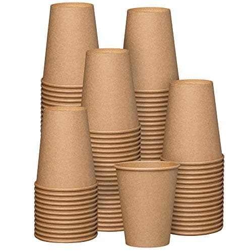 GUSTO [12 oz. - 100 Count Kraft Disposable Paper Cups, Hot Coffee Cups Brown Unbleached - Eco-Friendly Cups (Formerly Comfy Package) 1