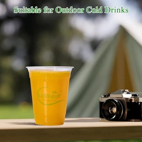 ECOLipak 1000 Count 16 OZ Clear Compostable Plastic Cups, Disposable Plant-Based Biodegradable Drinking Party Cups, PLA Plastic Cold Tumblers for Restaurant, Office, Canteen, Large Gathering 5