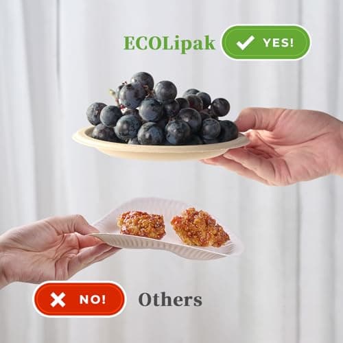 ECOLipak 6 Inch Disposable Compostable Small Paper Plates, 500 Pack Recycled Sugarcane Bagasse Biodegradable Heavy Duty Mini Dinner Appetizer Cake Dessert Plates for Party(Nature) 6