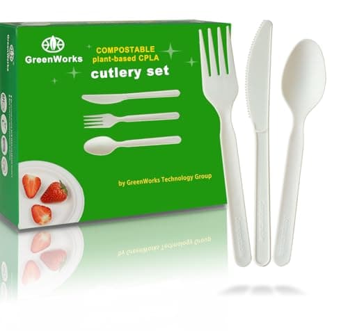 GreenWorks 150 Count 7" Heavy-duty Compostable Utensils Set 1