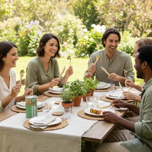 (150 Pcs) Special Edition Compostable Cutlery Set - Disposable Wooden Cutlery Set - Alternative to Plastic, Eco Friendly, Biodegradable, 50 Each Wooden Spoons, Knives, Forks Disposable Utensils Set 9