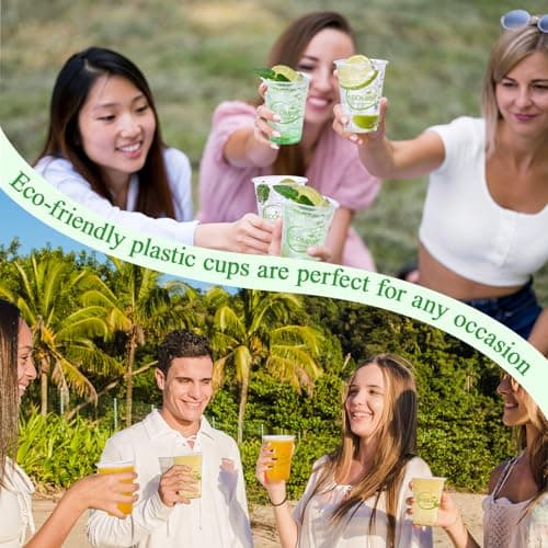 ECOLipak 1000 Count 9 OZ Clear Compostable Plastic Cups, Disposable Plant-Based Biodegradable Drinking Party Cups, PLA Plastic Cold Tumblers for Restaurant, Office, Canteen, Large Gathering 6