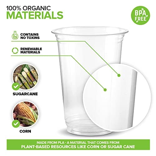 Stock Your Home Compostable Cold Cups 16 oz (1000 Pack), Plant Based Eco Friendly Disposable Cups for Water, Wine or Beer Samples 3