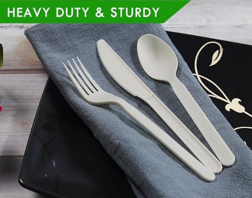 GreenWorks 150 Count 7" Heavy-duty Compostable Utensils Set 3