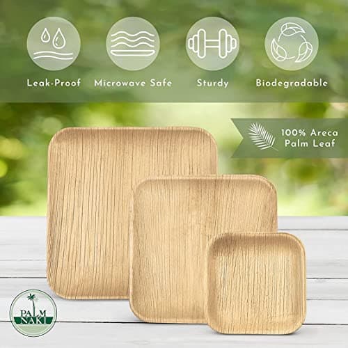 Sustainable Palm Leaf Plates - 10-Inch Square Eco-Friendly Tableware for Events 2