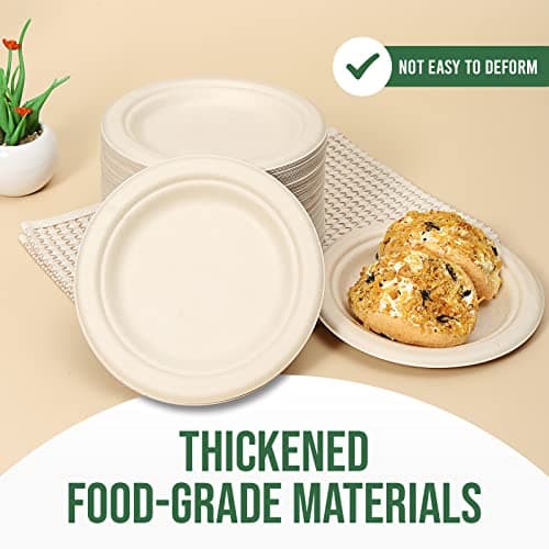 TaidMiao Paper Plates 6 Inches, 100 Pack Disposable Plates – 100% Compostable Plates, Water & Oil Proof Dessert Plates, Microwavable Small Paper Plates, Perfect Paper Plate For Party - Brown 3