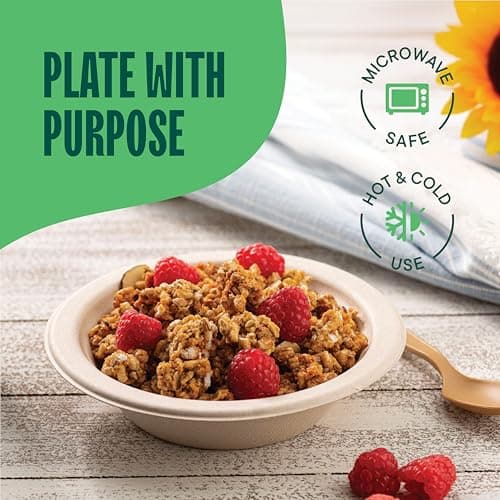 Paper Bowls, 100% Compostable Disposable Soup Bowl [125-Pack] - {PFAS-Free} - {BPI Certified} - [16 oz] Heavy Duty, Eco-Friendly, Biodegradable Bagasse Hot Food Plates and Bowls - Natural Brown 3