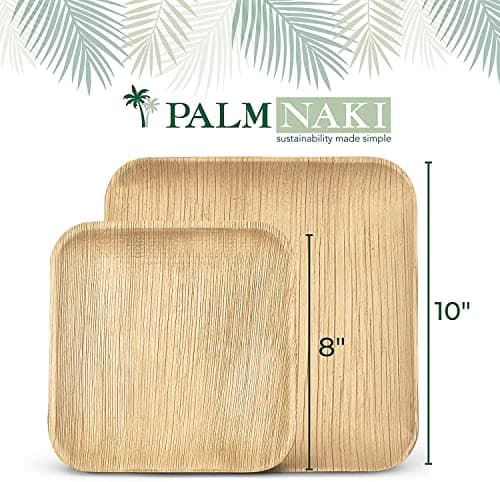 Sustainable Palm Leaf Plates - 10-Inch Square Eco-Friendly Tableware for Events 3