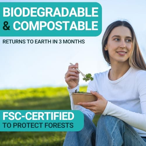 EarthClusive 300pcs Disposable Wooden Cutlery Set (150 Forks, 100 Spoons, 50 Knives) Our Heavy Duty Compostable Wood Utensils is FSC Certified Protecting Forests. Zero Plastic Cutlery For Any Occasion 5