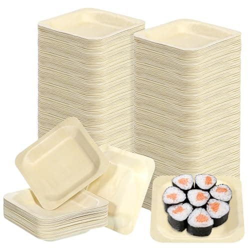 BOHUIZ 100 Pcs Disposable Square Palm Bowls Palm Leaf Bowls 4.5 x 4.5 x 0.6 Inch Bamboo Disposable Plates Square Wood Plates for Birthday Party Wedding Events Appetizer Dessert Catering and Home Use 1
