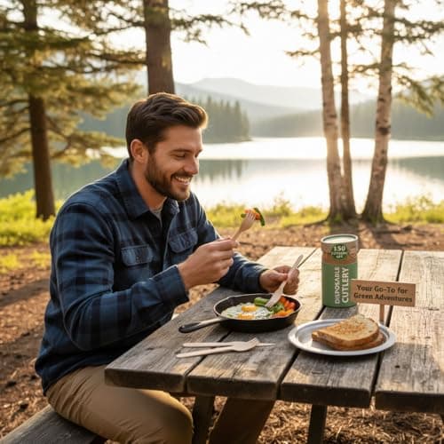 (150 Pcs) Special Edition Compostable Cutlery Set - Disposable Wooden Cutlery Set - Alternative to Plastic, Eco Friendly, Biodegradable, 50 Each Wooden Spoons, Knives, Forks Disposable Utensils Set 6