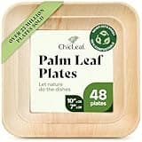 Chic Leaf Compostable & Biodegradable Palm Leaf Disposable Bamboo Plates - Disposable Party Plates for Appetizers - Camping Essentials - Reusable Party Supplies (10 & 7 Inch Square) 2