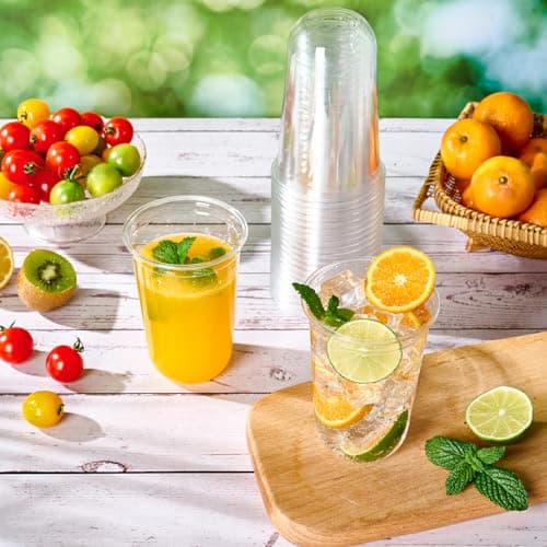 Vplus 16 oz Compostable Clear Plastic Cold Cups, 100 Pack Biodegradable Disposable Cups, BPA & PFAS Free, Plant-Based Plastic Cups for Juice, Wine, Parties, Weddings, and Everyday Use 6