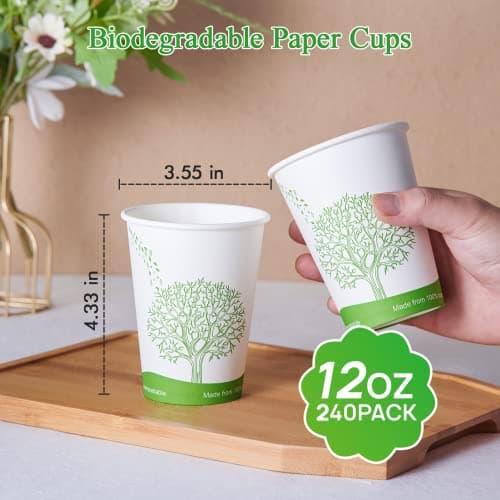 ECOLipak 240 Count 12 oz Compostable Paper Cups - Cups 5