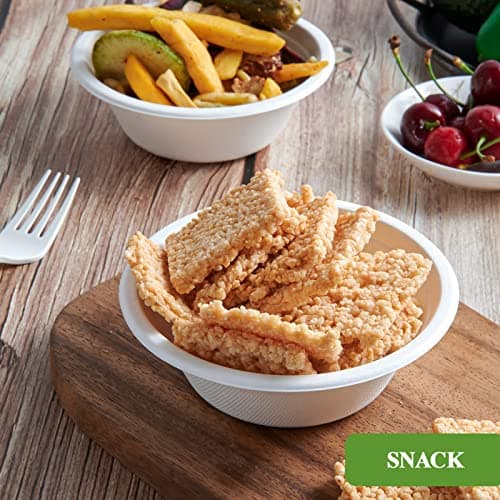 Vplus 200 Pack 12 OZ Paper Bowls, Disposable Compostable Bowls Bulk, Eco-friendly Bagasse Bowls, Heavy-duty Bowls Perfect for Milk Cereals, Snacks, Salads 7