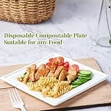 ECOLipak 120 Pack Compostable Paper Plates, 10 inch and 8 inch Heavy Duty Eco friendly Sugarcane Biodegradable Disposable Square Plates for Party Dinner Birthday 8