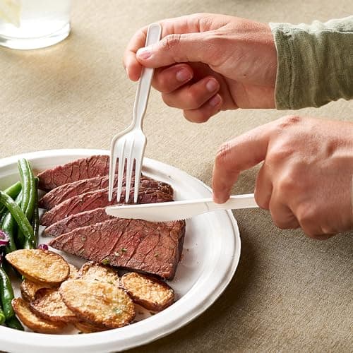Elegant Disposables 100% Compostable PLA Combo Cutlery Set Disposable Plastic Forks Spoons Knives 400 Pcs Biodegradable Utensils 4