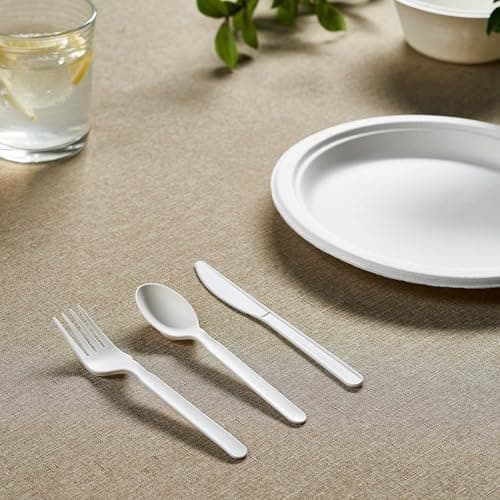 Elegant Disposables 100% Compostable PLA Combo Cutlery Set Disposable Plastic Forks Spoons Knives 400 Pcs Biodegradable Utensils 2