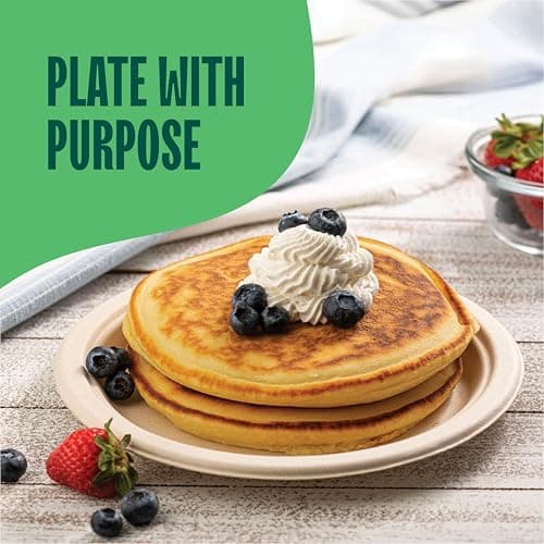100% Compostable Paper Plates 9 Inch [500 Count] Heavy-Duty Dinner Plates - Natural Brown Color Unbleached Bagasse - Eco-Friendly Disposable Biodegradable Sugarcane Plates - [Bulk Case 4/125 Pack] 2