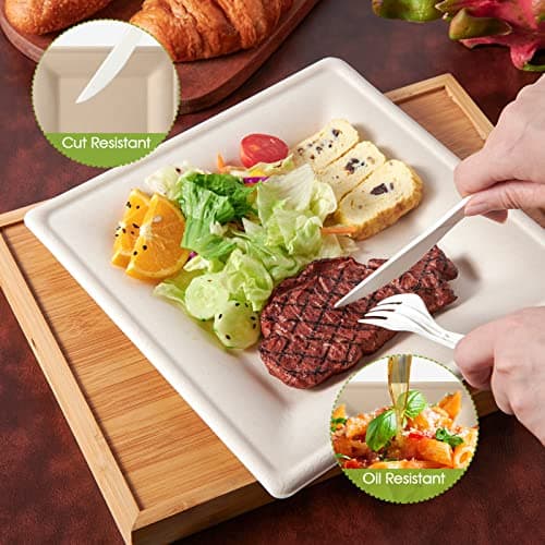 100% Compostable 10-Inch Square Plates for Eco-Friendly Entertaining 3