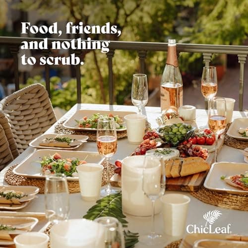 Chic Leaf Round Palm Leaf Plates - 10-Inch & 7-Inch, Pack of 48 - Compostable Disposable Bamboo Plates for Parties 7